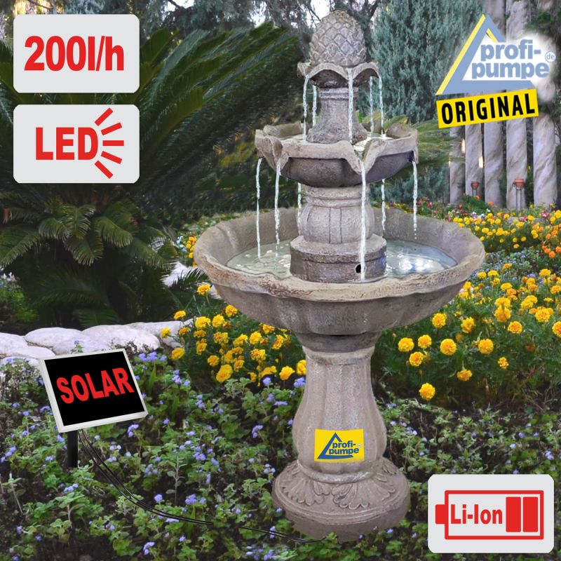 Solar - Brunnen ASIA-GARTEN-2 mit LiIon-Akku & LED Licht(Neu)