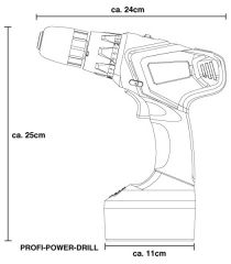 PROFI POWER DRILL 18V 1500mAh-Li-ion Akku mit 6Stck. Bohrer und 6Stck. Bits sowie magnetischem Bithalter