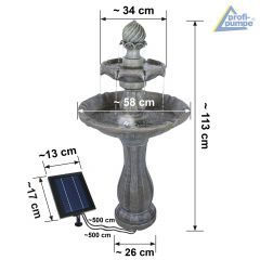 Solar - Brunnen KLASSIK-GARTEN-5 mit LiIon-Akku & LED-Licht 